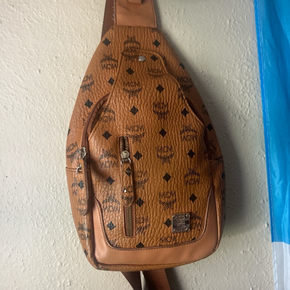 MCM Tan Monogram Sling Bag
